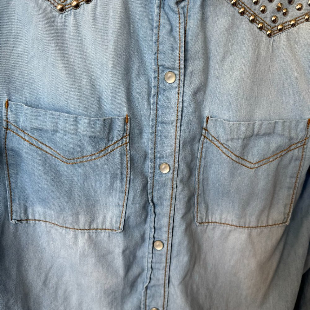 Mudd Denim 90s Studded Button Down Shirt Faded Vintage - Picture 4 of 9